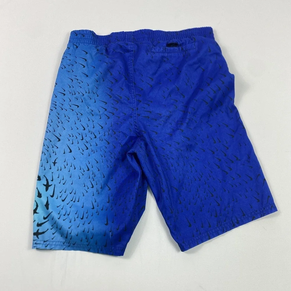 Nike Shorts Mens Medium Blue Gradient Shark Print Swim Trunks Elastic Waist